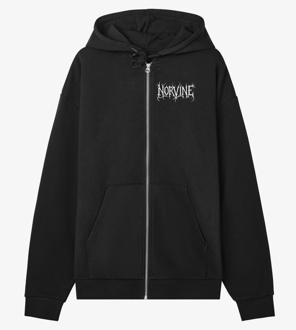 Norvine Men's Black Zip Hoodie – Organic Cotton Blend