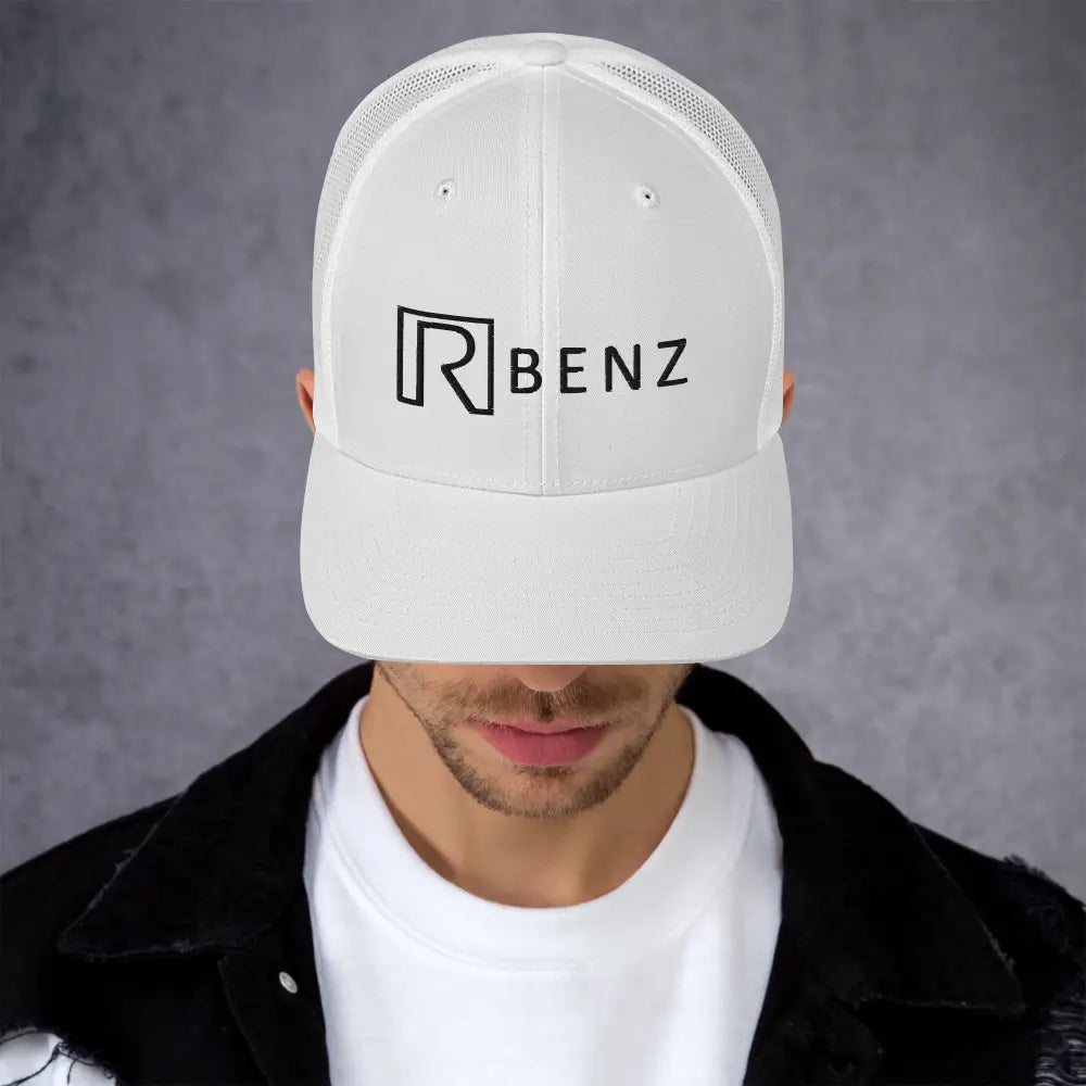 R-benz White Trucker Cap