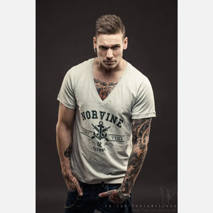 Tattoo Anchor Oversized Deep V-neck T-shirt Norvine